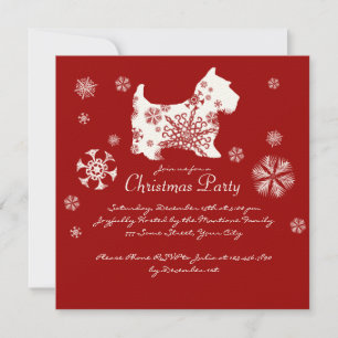 Festliches Rot-Weiß-Hund Weihnachtsfest Party Einladung