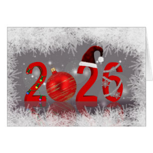 Festliches rotes Neujahr 2026 Frohe Weihnachten