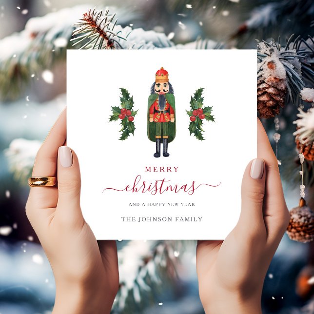 Festliches rotes Nussknacker-Frohe Weihnachten (Festive Red Nutcracker Merry Christmas Holiday Card)