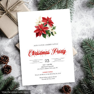 Festliches rotes Poinsettia-Blumen-Skript-Schriftz Einladung