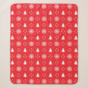 Festliches rotes und weißes Weihnachtsmuster Sherpadecke