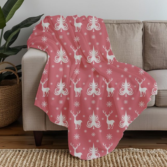 Festliches rotes Weihnachtsmuster Fleecedecke (Festive Red Christmas Pattern Fleece Blanket)