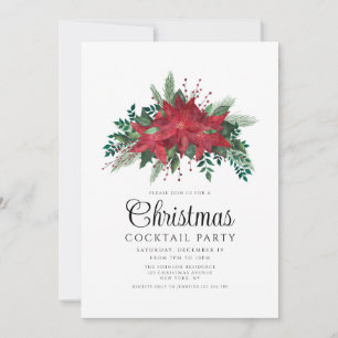 Festliches rotes Weihnachtsstern-Weihnachts-Cockta Einladung