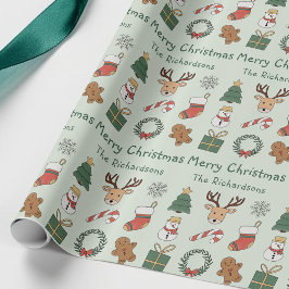 Festliches Salbeigrün Frohe Weihnachten Holiday Pa Geschenkpapier