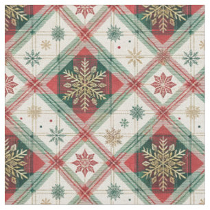 Festliches schottisches Tartan-Karo-Schneemuster Stoff