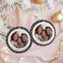Festliches Schwarz-Weiß-Skandinavisches 2-seitiges Keramik Ornament