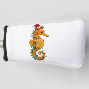 Festliches Seepferdchen mit einem Weihnachtsmannhu Golf Headcover