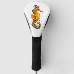 Festliches Seepferdchen mit einem Weihnachtsmannhu Golf Headcover