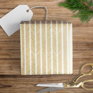 Festliches Senfgelb Fischgrätenmuster Feiertag Geschenkpapier