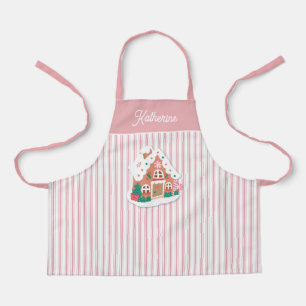Festliches süßes rosa Lebkuchenhäuschen-Streifen-N Schürze