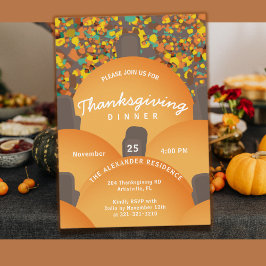 Festliches Terrazzo Pumpkin Erntedank Dinner Einladung
