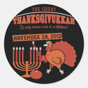 Festliches 'Thanksgivukkah Runder Aufkleber