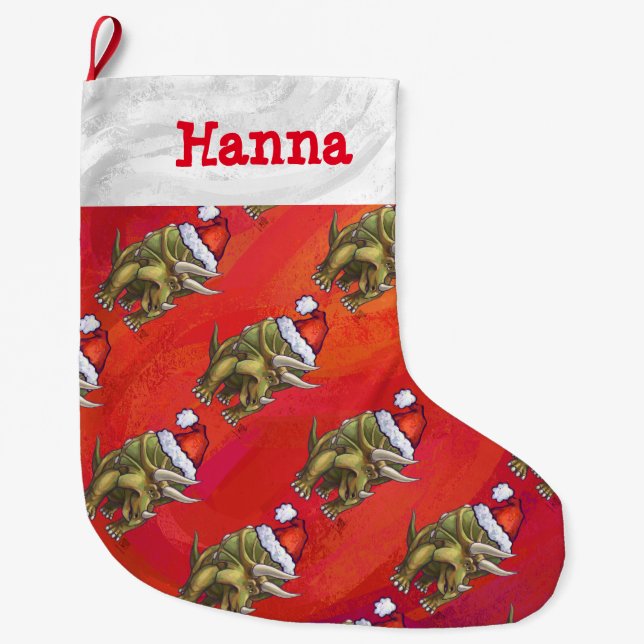 Festliches Triceratops-Muster-Weihnachten Großer Weihnachtsstrumpf (Vorderseite)