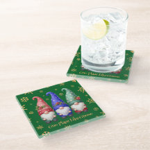 Festliches Trio der Weihnachtsgnomen mit Schneeflo