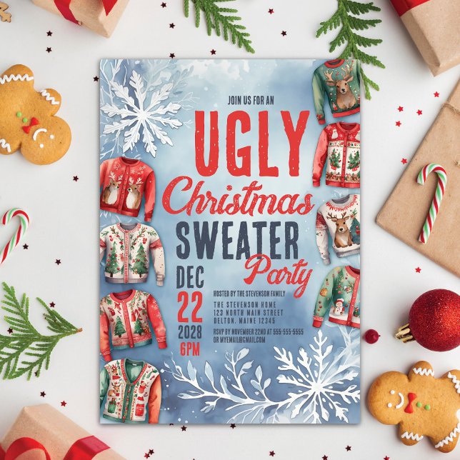 Festliches Ugly Christmas Sweater Party Einladung (Von Creator hochgeladen)