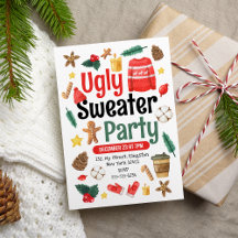 Festliches Ugly Sweater Party Wasserfarbe