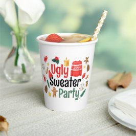 Festliches Ugly Sweater Party Wasserfarbe Pappbecher