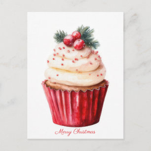 Festliches und elegantes Weihnachts-Cupcake-Grußka Postkarte