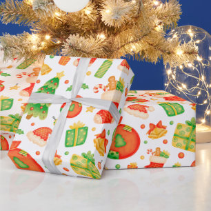 Festliches und farbenfrohes Weihnachtsmuster Geschenkpapier