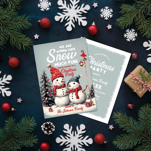 Festliches Vintages Snowman Weihnachts-Party Einladung (Von Creator hochgeladen)