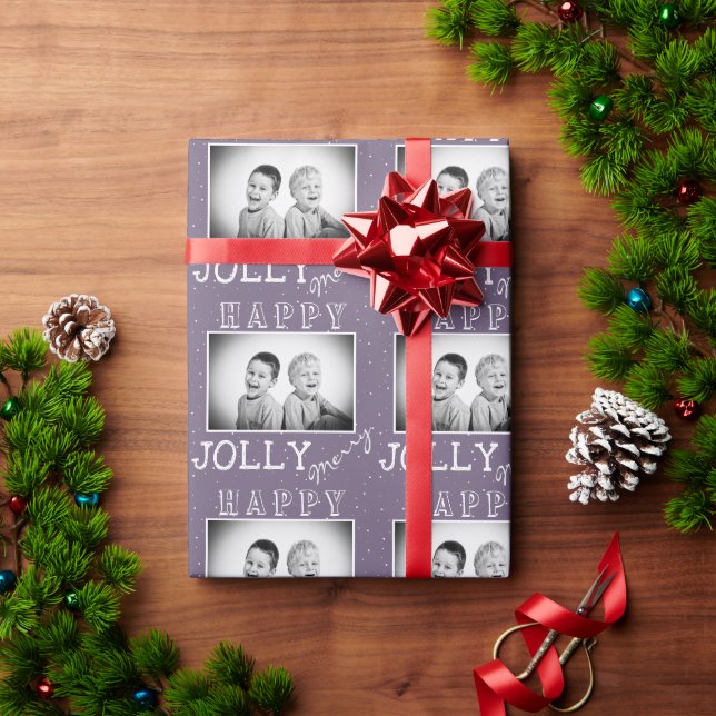 Festliches Violett Weißes Typografie Weihnachtsfes Geschenkpapier (Feiertagsgeschenk)