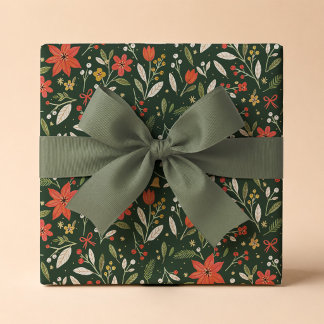 Festliches Volkskunst-Blumen-Weihnachtgeschenk-Ver Geschenkpapier