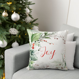 Festliches Wasserfarben-Grün Weihnachtsfreude Kissen