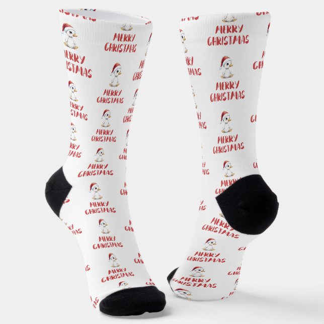 Festliches Wasserfarben-Weihnachtsgans-Ente  Socken (Gewinkelt)