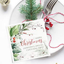 Festliches Watercolor-Grün Frohe Weihnachten Serviette