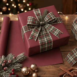 Festliches Weihnachten Solides Burgunderrot Geschenkpapier