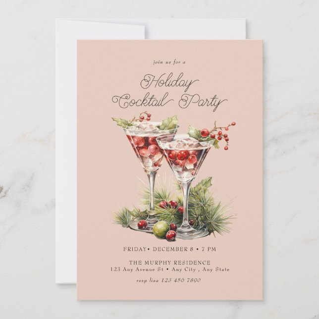 Festliches Weihnachts-Cocktail-Party Einladung (Vorderseite)