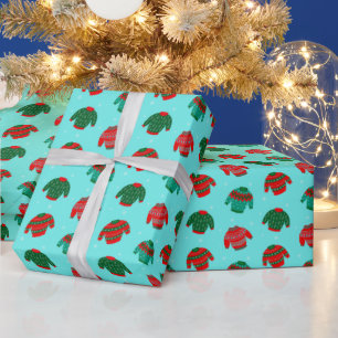 Festliches Weihnachts hässliches Sweatshirt Muster Geschenkpapier
