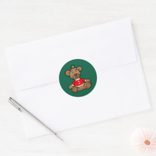 Festliches Weihnachts-Teddybär-Design Runder Aufkleber