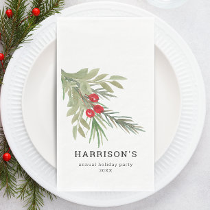 Festliches Weihnachts-Wasserfarben-Grün Serviette