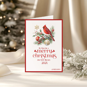 Festliches Weihnachtsbouquet rote Kardinäle Karte