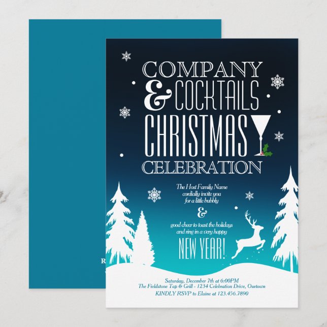 Festliches Weihnachtscocktail-Party Einladung (Vorne/Hinten)