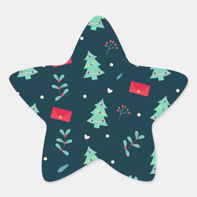 Festliches Weihnachtsdesign in den Weihnachtsfarbe Stern-Aufkleber (Vorderseite)