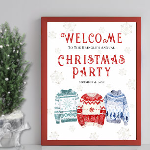 Festliches Weihnachtsfeier-Willkommensschild Poster