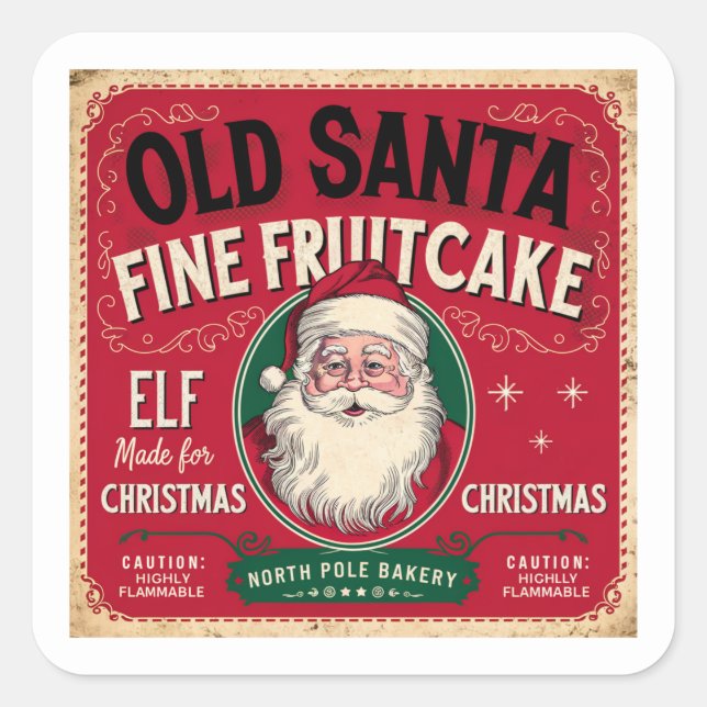 Festliches Weihnachtsfruchtkuchen Party Quadratischer Aufkleber (Vorderseite)
