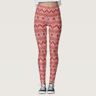 Festliches Weihnachtsmuster in Rot und Weiß Leggings