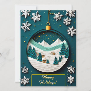 Festliches Weihnachtsornament mit Winterlandschaft Karte