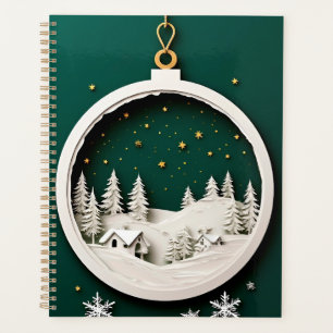 Festliches Weihnachtsornament mit Winterlandschaft Planer