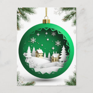 Festliches Weihnachtsornament mit Winterlandschaft Postkarte