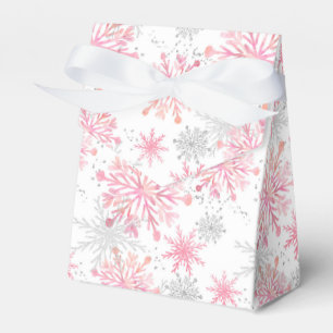 Festliches Weihnachtsrosa Schneeflocken graues Par Geschenkschachtel