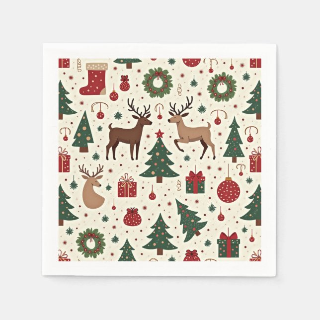 Festliches Weihnachtsthema Napkins Serviette (Vorderseite)