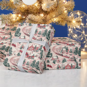 Festliches Weihnachtszug-Muster Geschenkpapier
