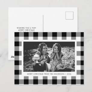 Festliches Weißbüffel-Karo-Einzelbild-Weihnachten Postkarte