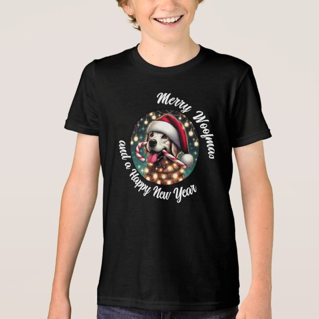 Festliches Woofmas-Neujahr-Shirt Tri-Blend Shirt (Vorderseite)