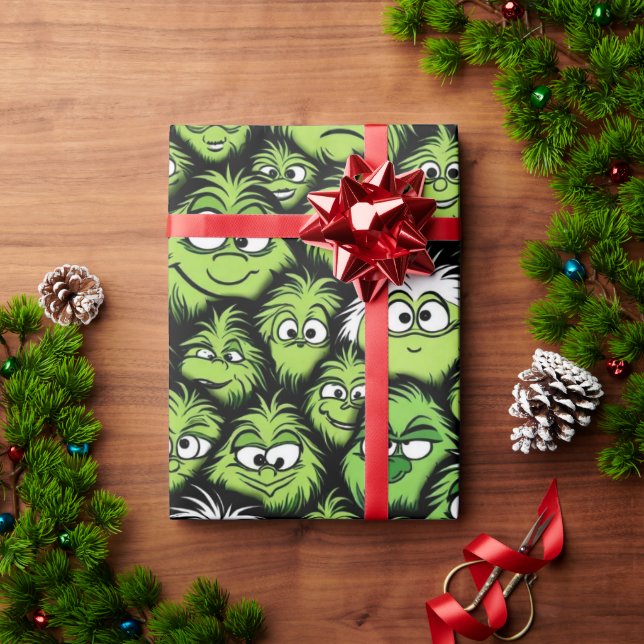 Festliches Wrap Wonderland 'Grünes Weihnachtsmonst Geschenkpapier (Feiertagsgeschenk)
