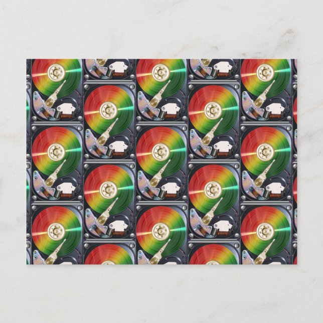 Festplatten-Collage Postkarte (Vorderseite)